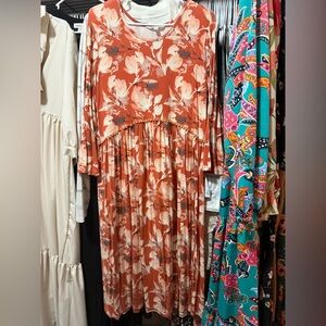 DownEast Rust and Cream Patterned dress